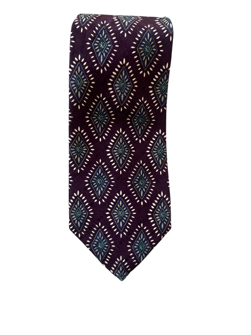 Robert Talbott Vintage Silk Tie Purple Geometric Necktie Diamond Pattern USA